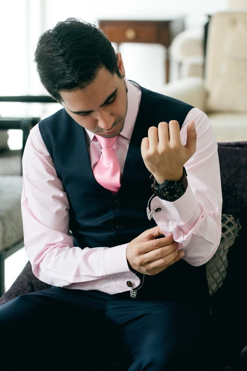 Cufflink detail on a tailored shirt — Vicky Collection bespoke suits