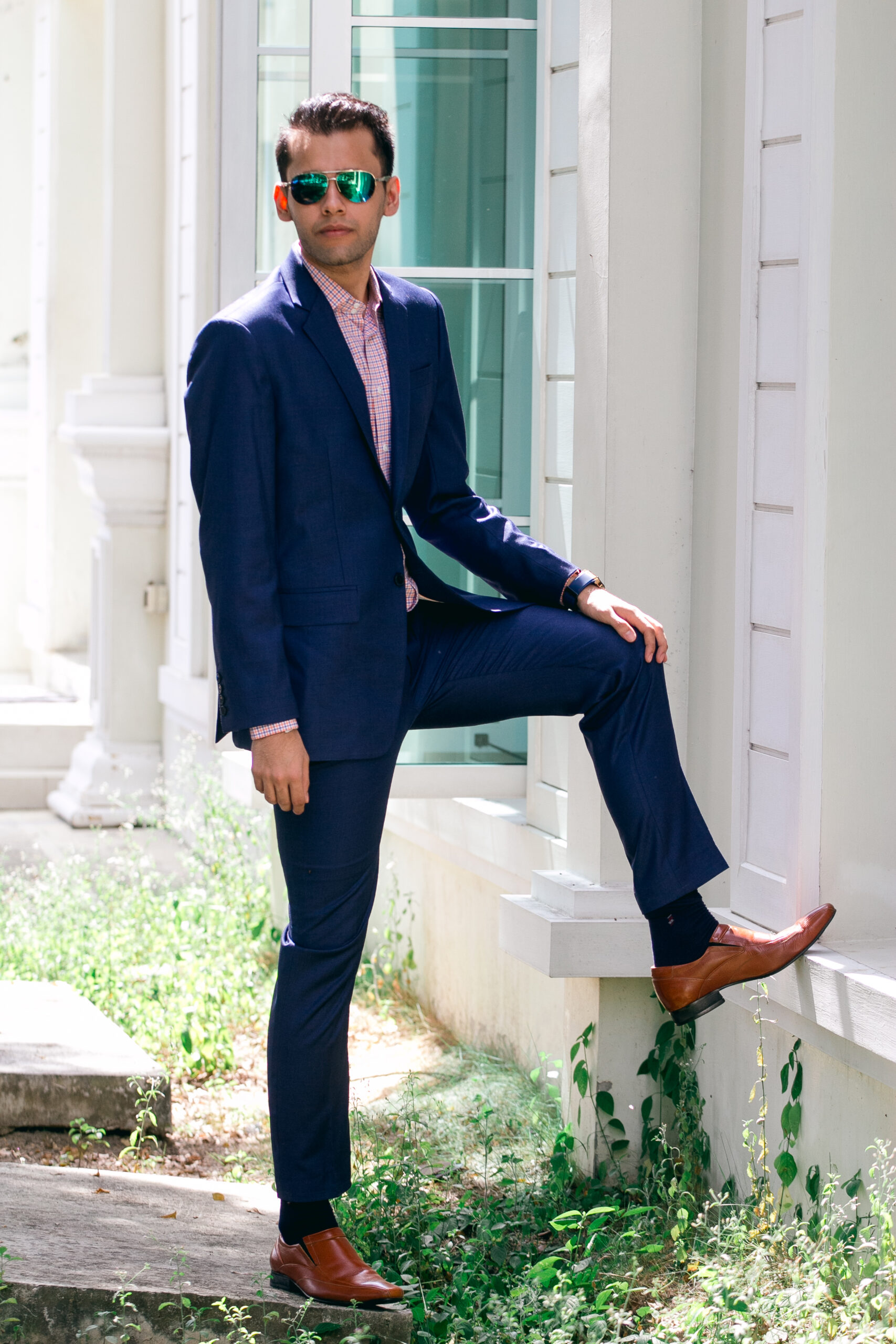 Man in a navy bespoke suit — Vicky Collection Calgary