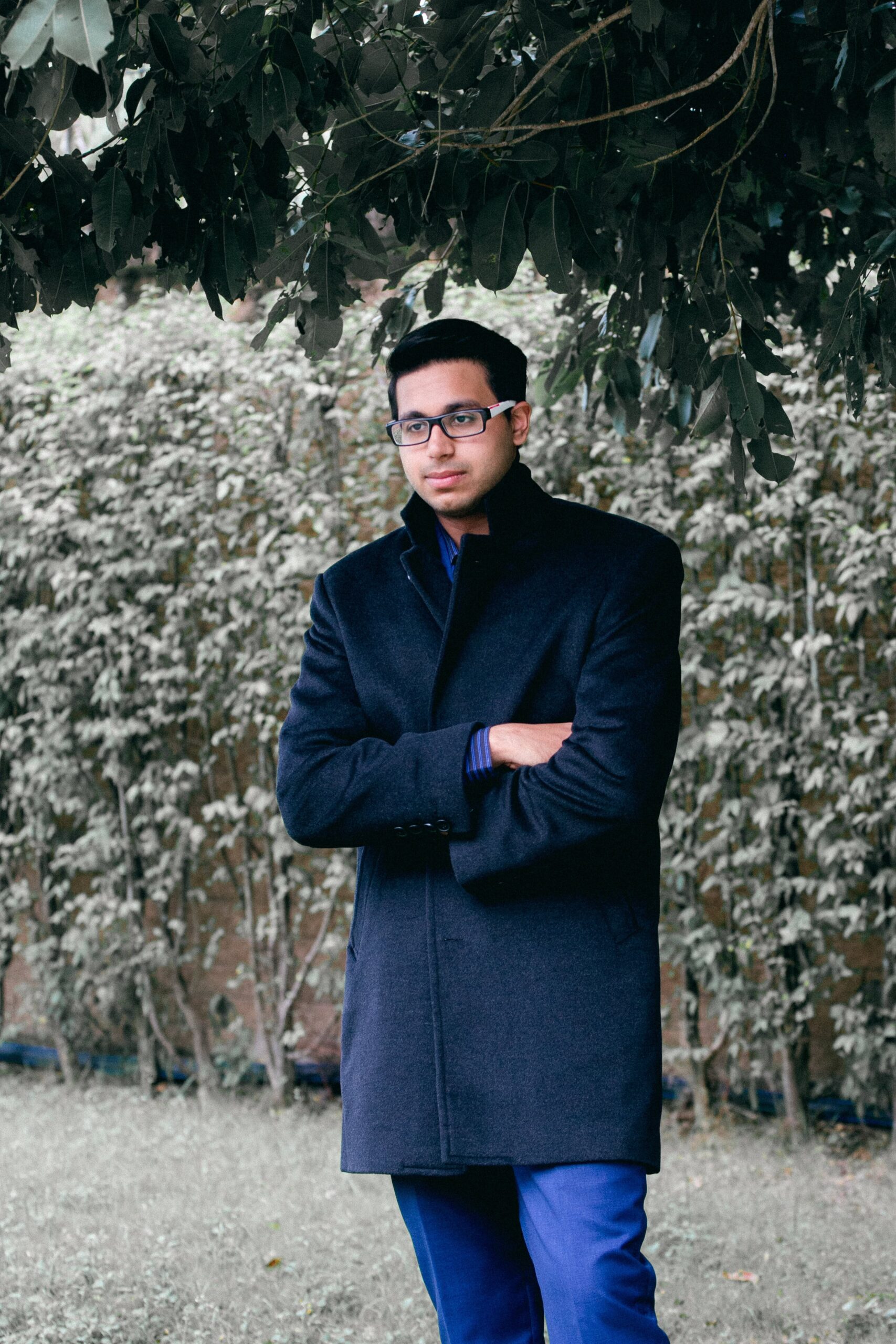 Man in a dark navy overcoat — Vicky Collection custom tailoring